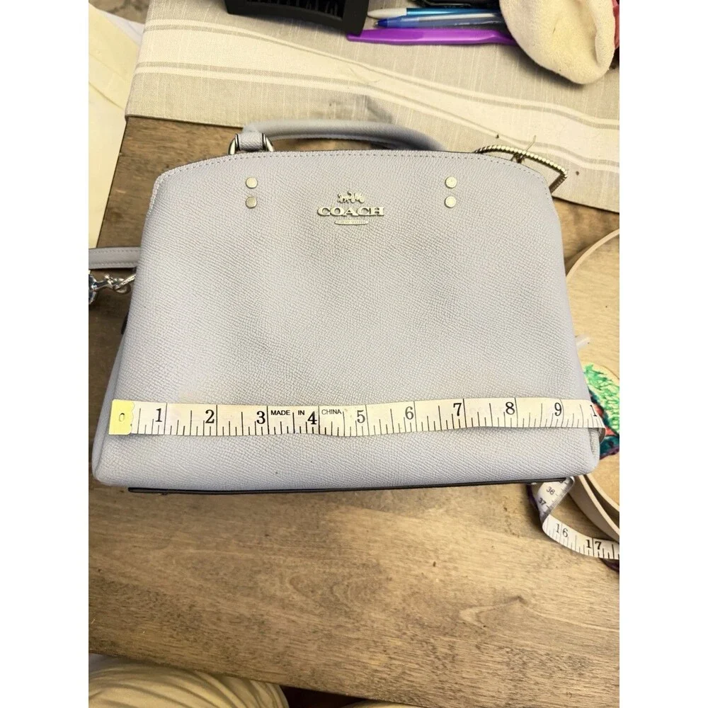 Coach Light Blue Pebbled Leather Satchel Crossbody Shoulder Bag Silver Hardware